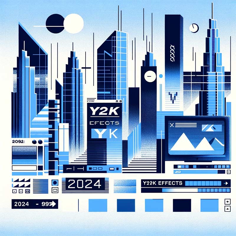 Nostalgija za Y2K vremenima reflektira se kroz povratak retro dizajna. Elementi poput prevelikog teksta, statičnog šuma i pastelnih boja iz tog perioda vraćaju se na velika vrata.